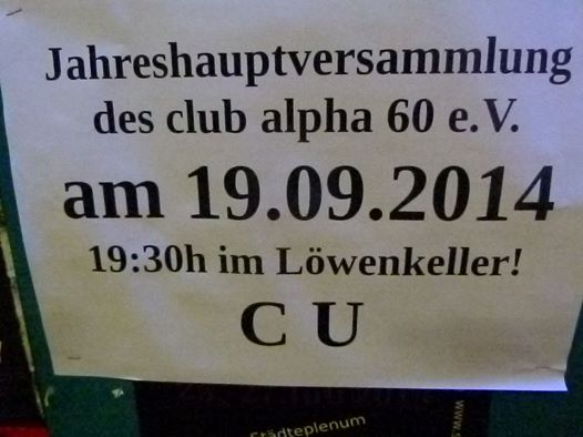 19.09.: Jahreshauptversammlung